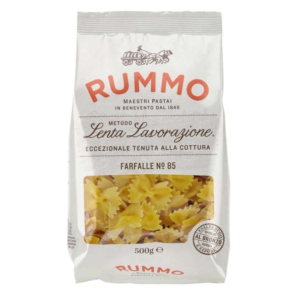 Macarrão De Sêmola De Trigo Grano Duro Farfalle 85 Rummo Lenta Lavorazione Pacote 500g