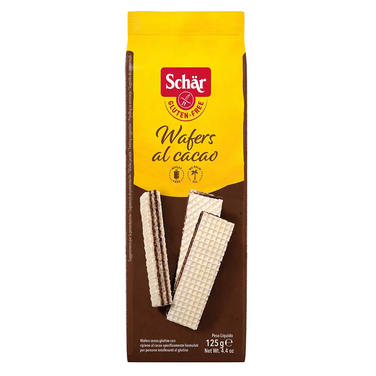 Biscoito Wafer SCHÄR sem Glúten  sem Lactose com Recheio de Creme de Cacau Pacote 125g