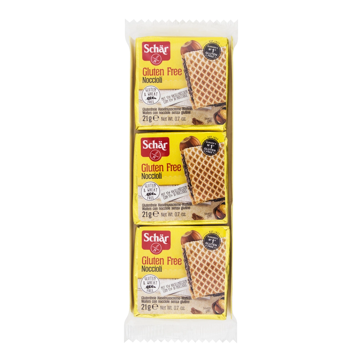 Biscoito Wafer Recheio Creme De Avelã Sem Glúten Schär Caixa 63g