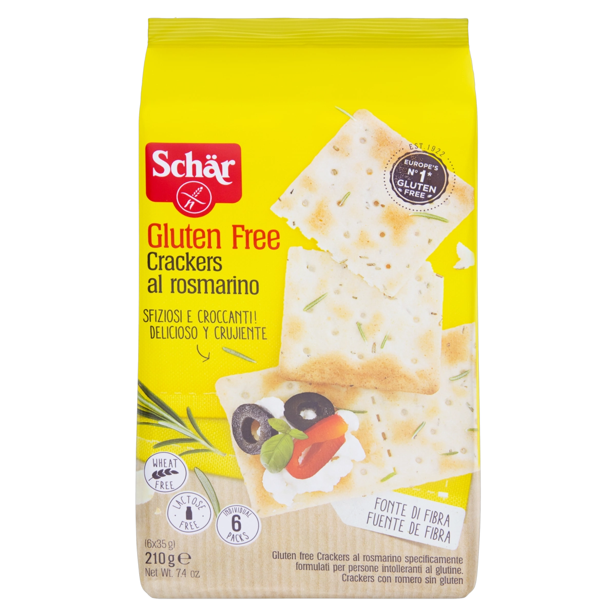 Biscoito Cracker com Alecrim sem Glúten Zero Lactose Schär Pacote 210g