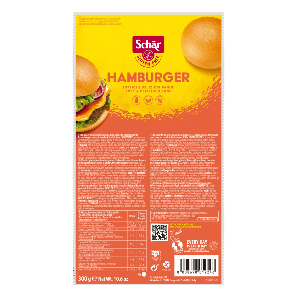 Pao Hamburger S/gluten Schar 300g Cx 4.0