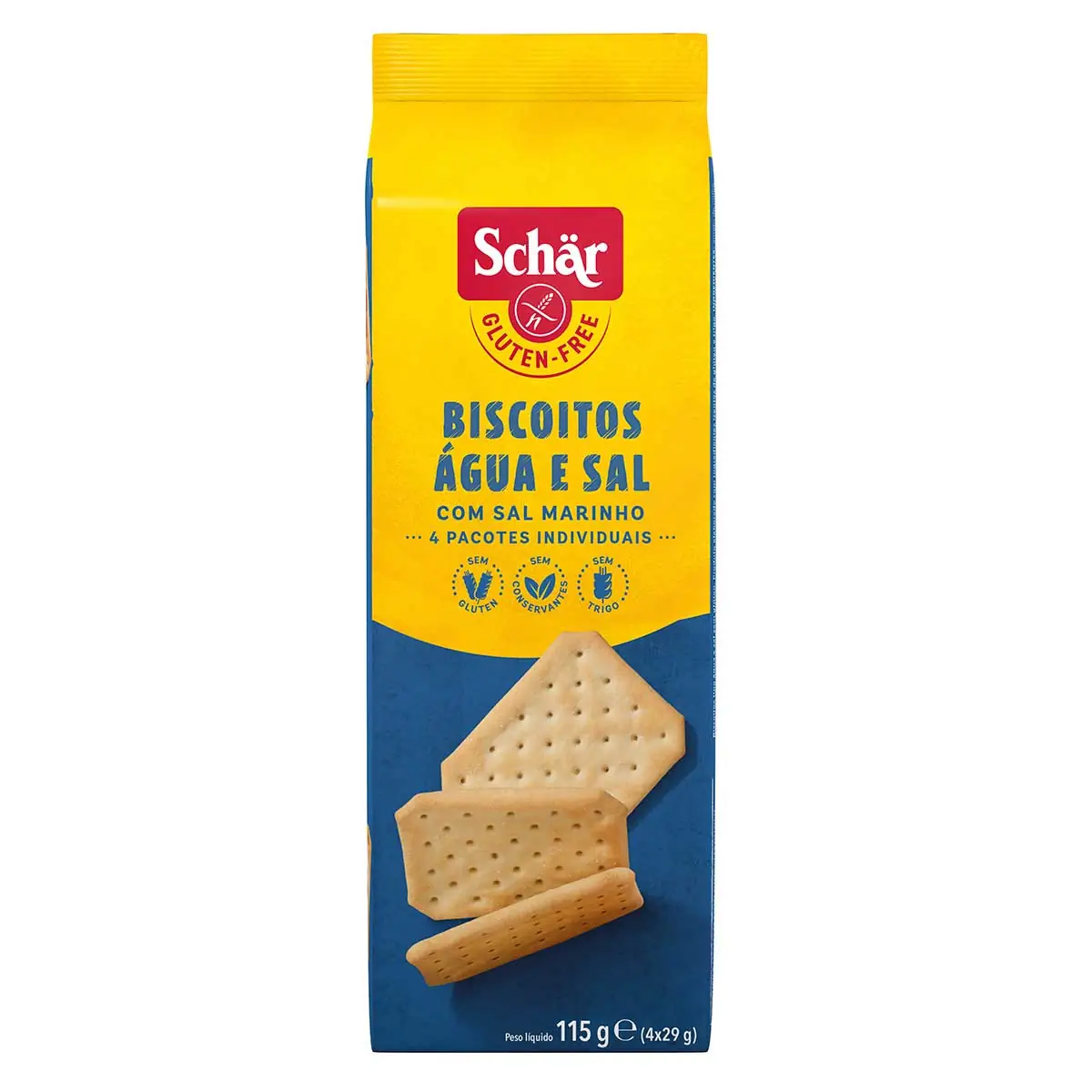 Biscoito Água e Sal Zero Lactose sem Glúten Schär Snackers Pacote 115g