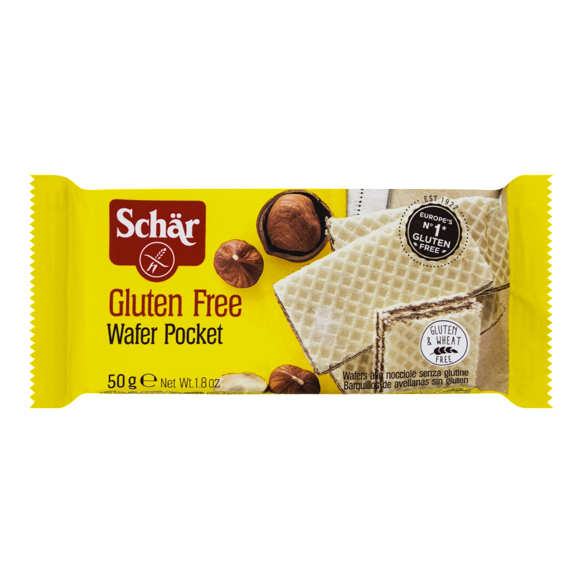 Biscoito Wafer Recheio Avelã Sem Glúten Schär Pacote 50g