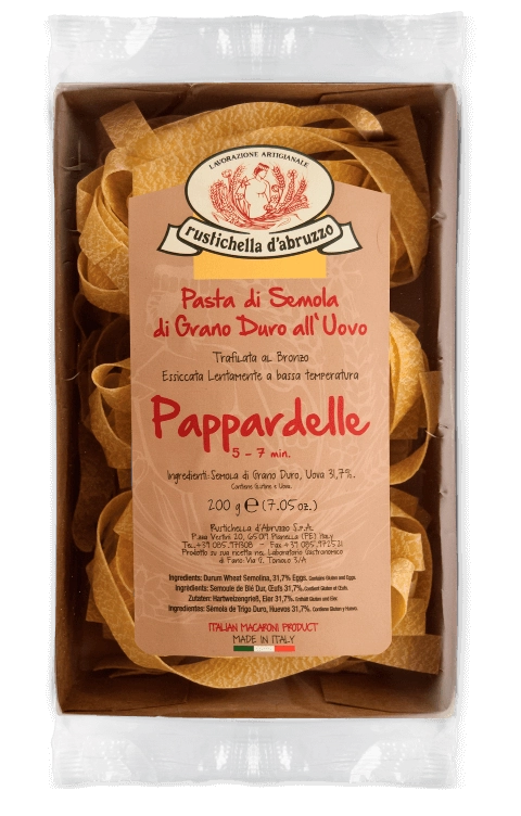 Macarrão De Trigo Com Ovos Grano Duro Pappardelle Rustichella Dabruzzo Alluovo Bandeja 200g