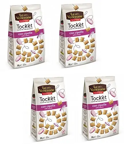 Le Veneziane: Tocket Gluten Free Corn Breadsticks With Onion 3.5 Ounce 100gr Package Pack Of 4