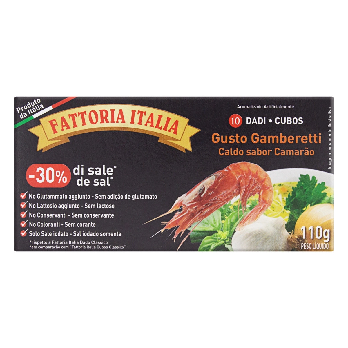 Caldo Tablete Camarão Zero Lactose Fattoria Italia Caixa 110g 10 Unidades