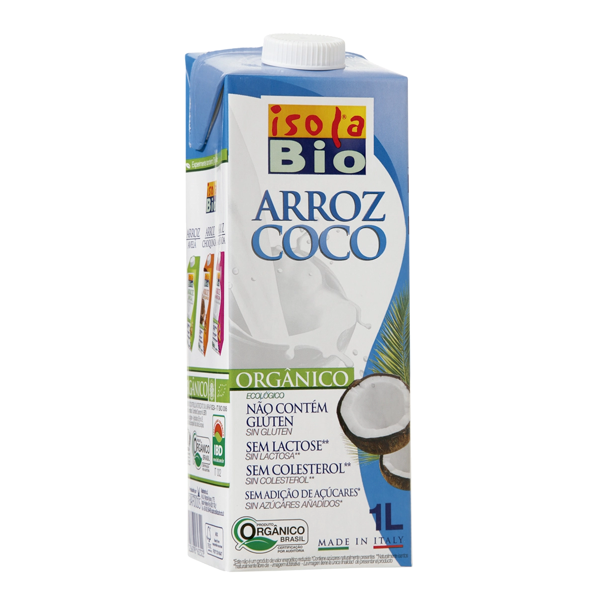 Bebida à Base De Arroz E Coco Orgânica Isola Bio Caixa 1l