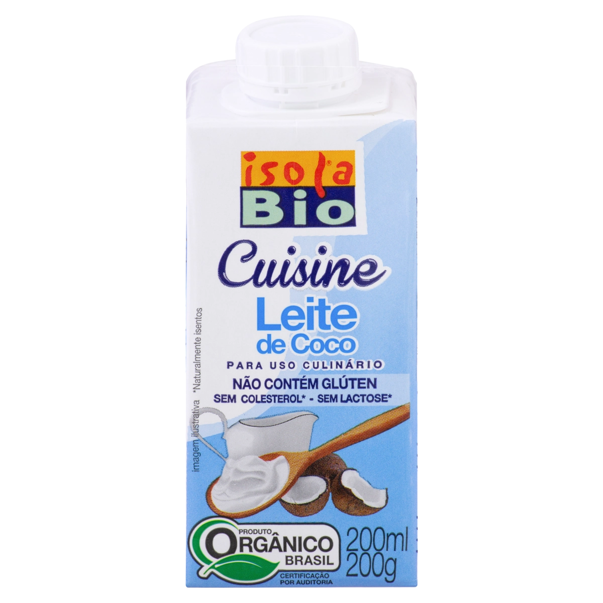 Leite De Coco Orgânico Zero Lactose Isola Bio Cuisine Caixa 200ml