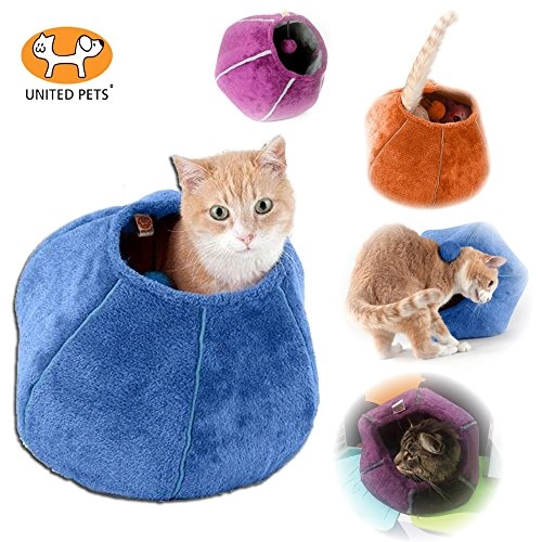 United Pets Kitty Cat Cozy Cave Bed Purple