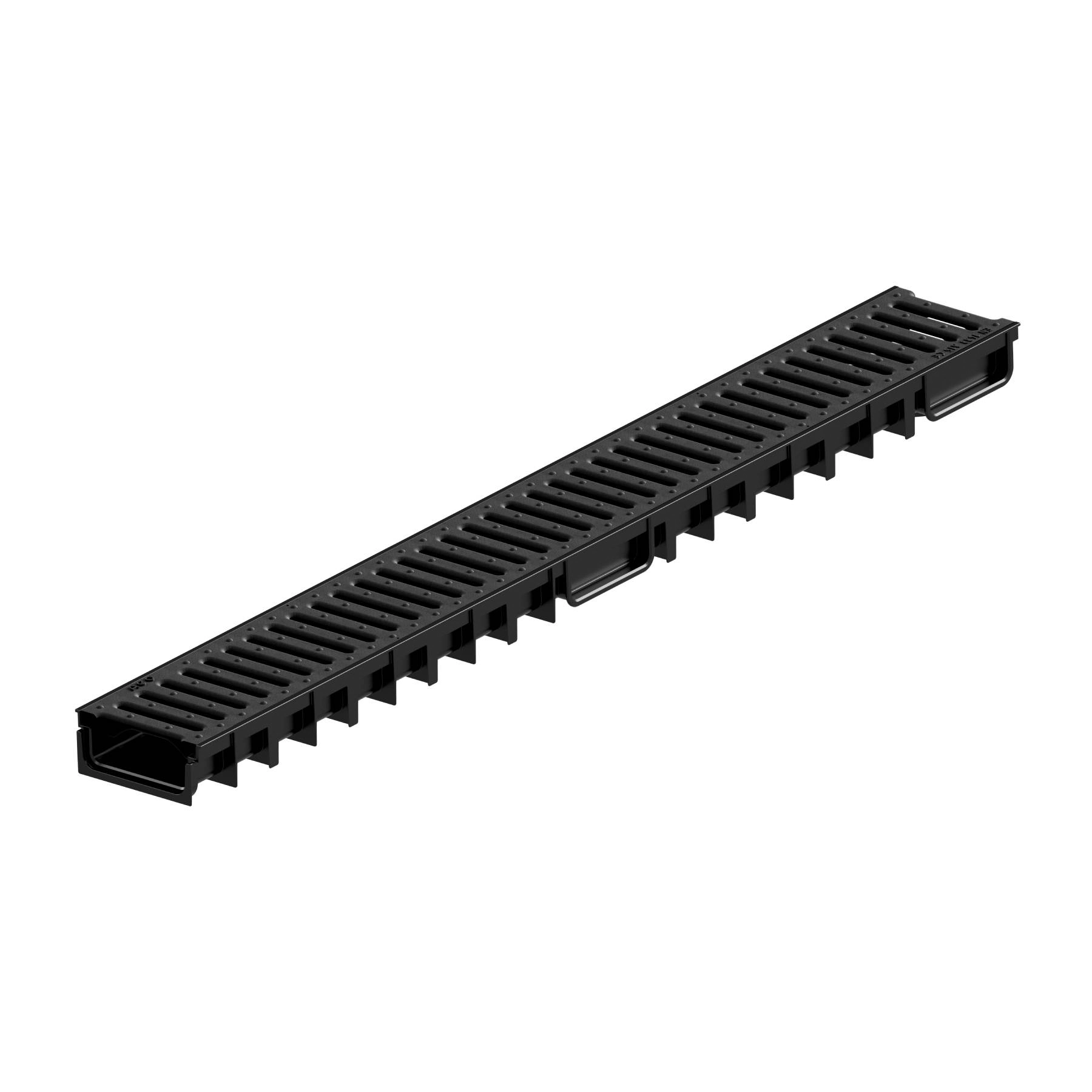 Canaleta Easyline PP + Grelha PP Preta C=100/L=12/H=5cm ACO