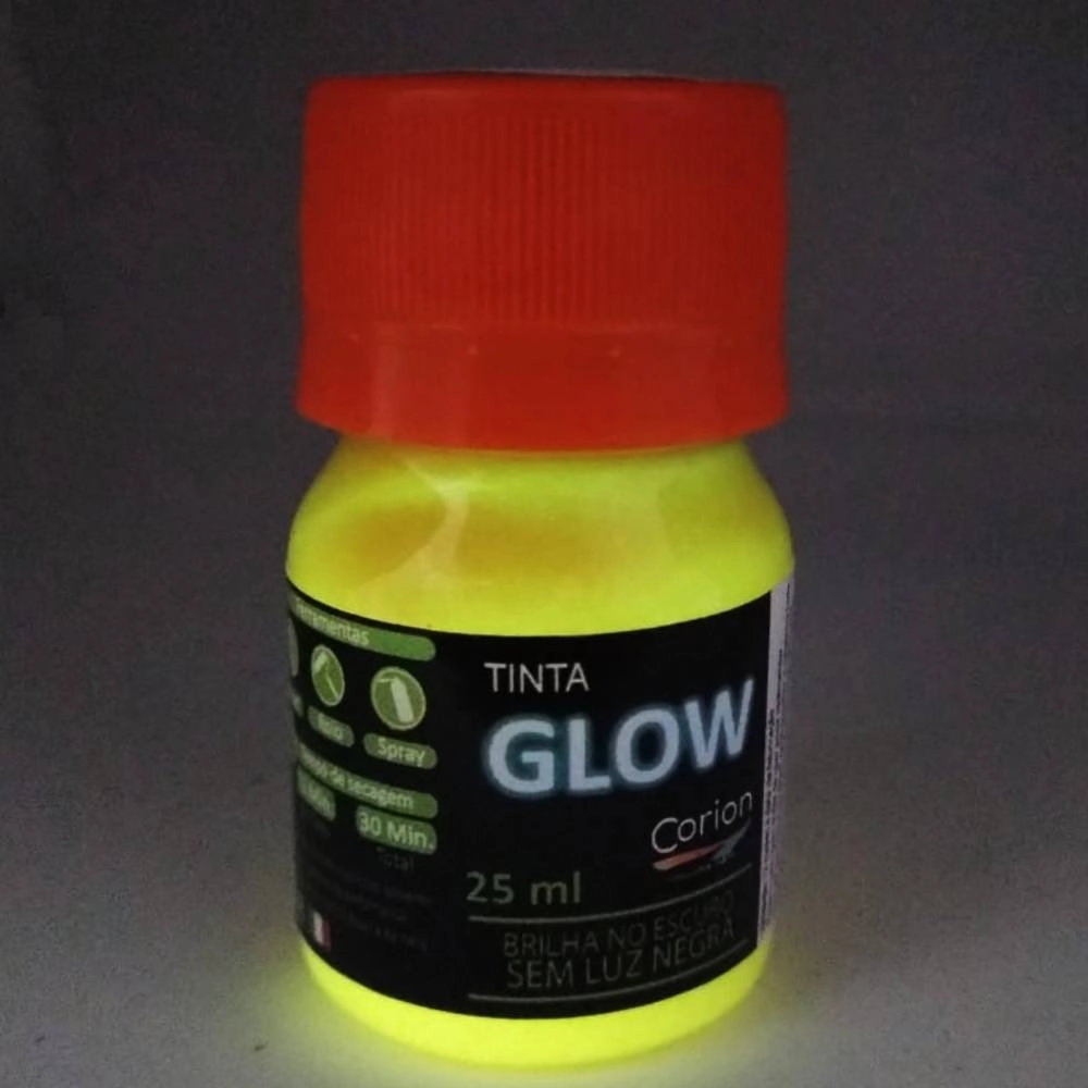 Tinta Glow Corion Led Cell 25ml Brilha Sem Luz Negra. Luminescente. Cor Laranja Neon