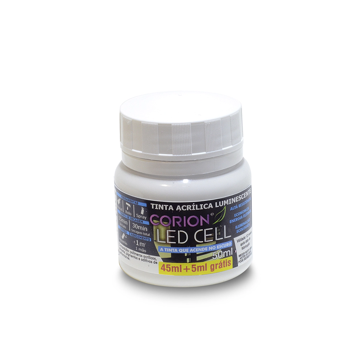 50ml Primer Branco De Fundo Para Tinta Glow Corion Led Cell