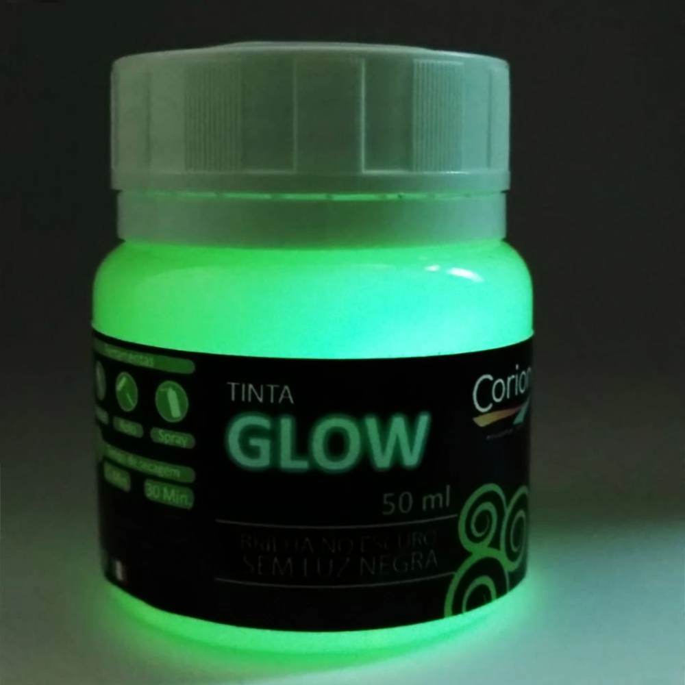 Tinta Glow Corion Led Cell 50ml Brilha Sem Luz Negra. Luminescente. Cor Amarelo Esverdeado