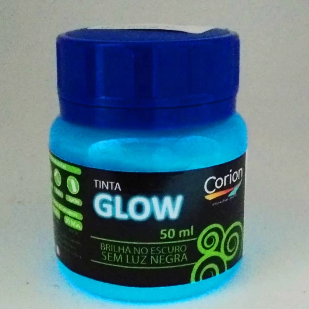 Tinta Glow Corion Led Cell 50ml Brilha Sem Luz Negra. Luminescente. Cor Azul Neon