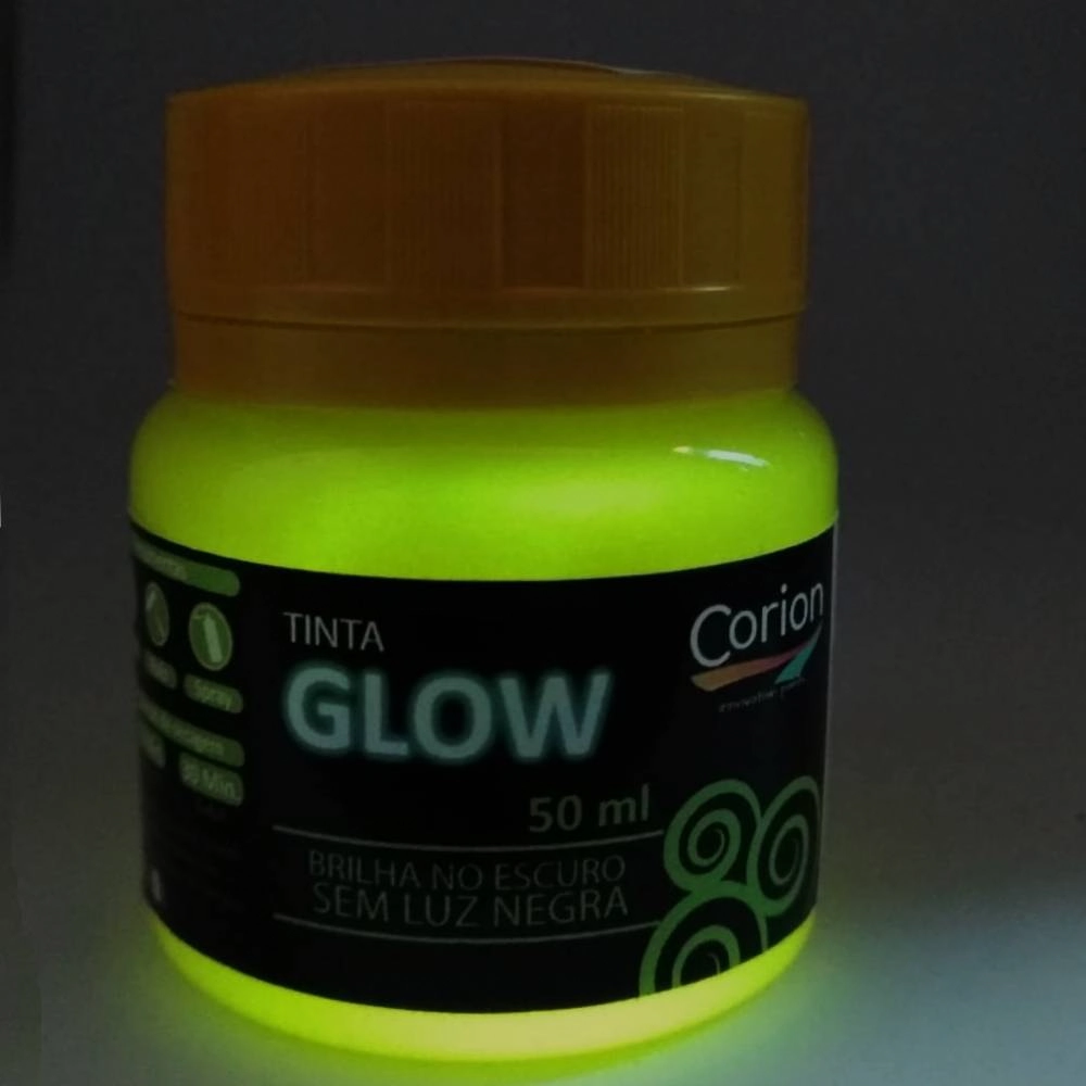 Tinta Glow Corion Led Cell 50ml Brilha Sem Luz Negra. Luminescente. Cor Amarelo Neon