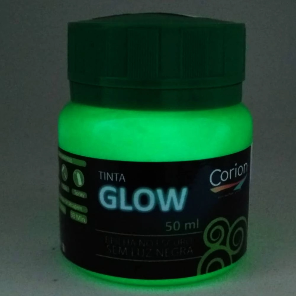 Tinta Glow Corion Led Cell 50ml Brilha Sem Luz Negra. Luminescente. Cor Verde Neon