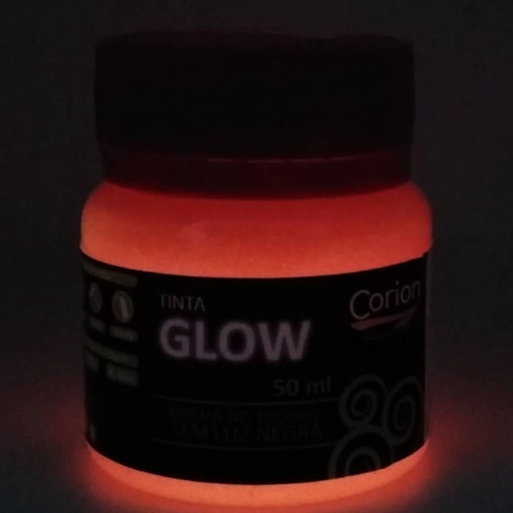 Tinta Glow Corion Led Cell 50ml Brilha Sem Luz Negra. Luminescente. Cor Vermelho Neon