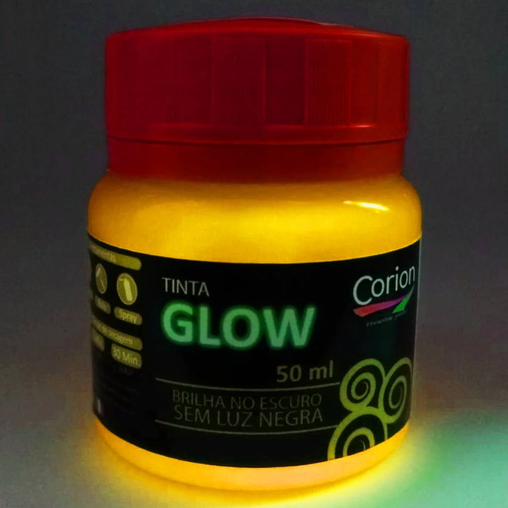 Tinta Glow Corion Led Cell 50ml Brilha Sem Luz Negra. Luminescente. Cor Laranja Neon
