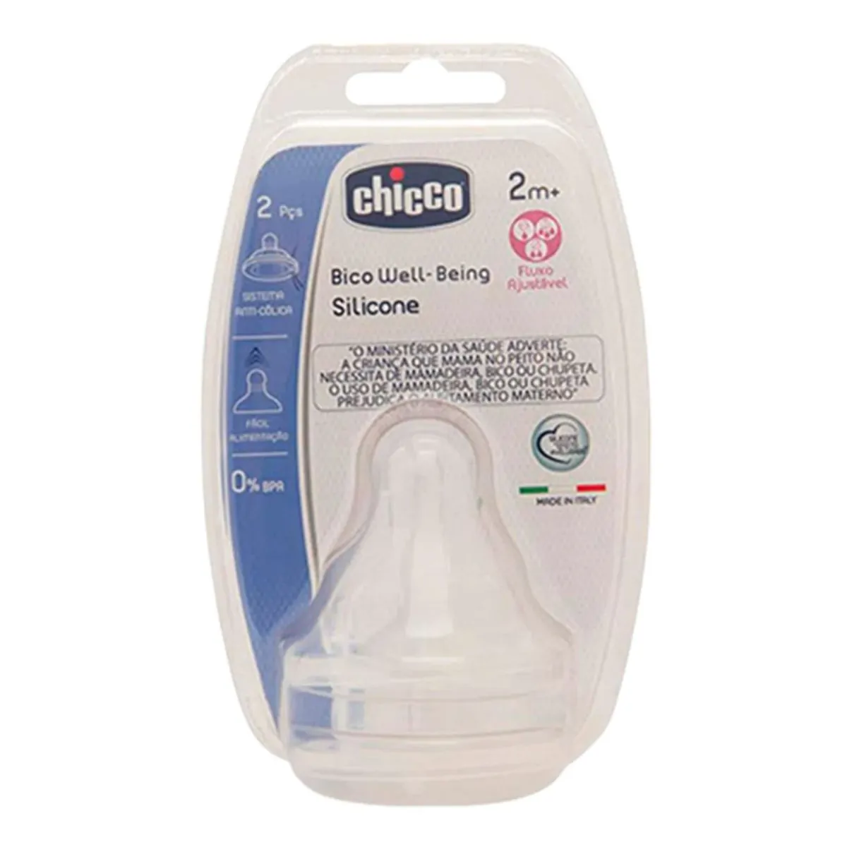 Bico de Mamadeira Well Being Fluxo Ajustavel 2 Meses ou Mais 2 Unidades Chicco