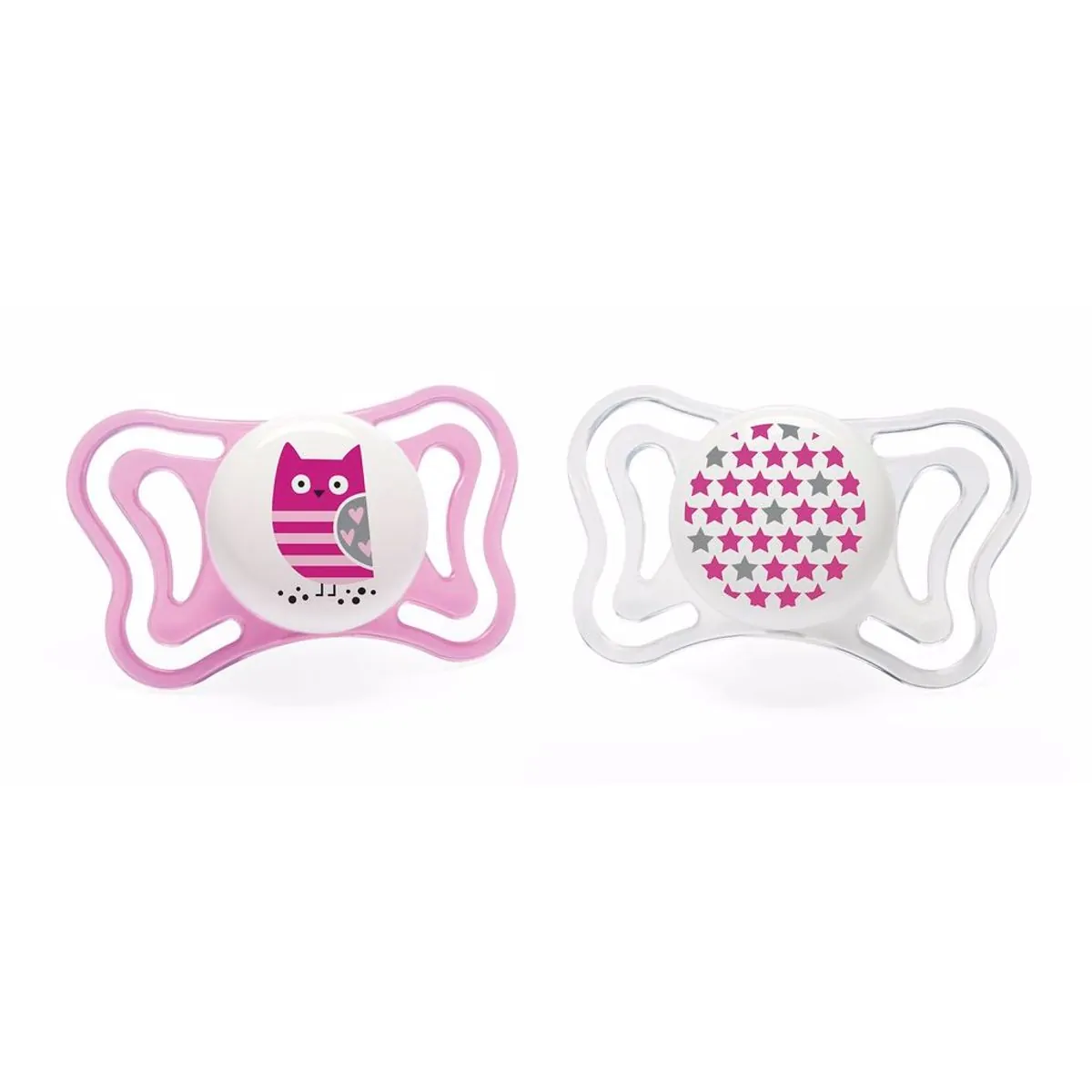Chupeta de Silicone Physio Light Lumi 6 a 16 meses 2 Unidades Chicco Branco e Rosa