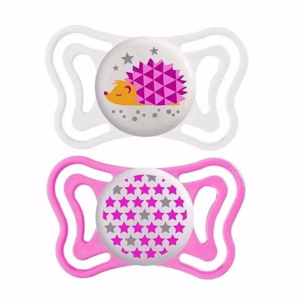 Chupeta de Silicone Physio Light Lumi 16 a 36 meses 2 Unidades Chicco Branco e Rosa