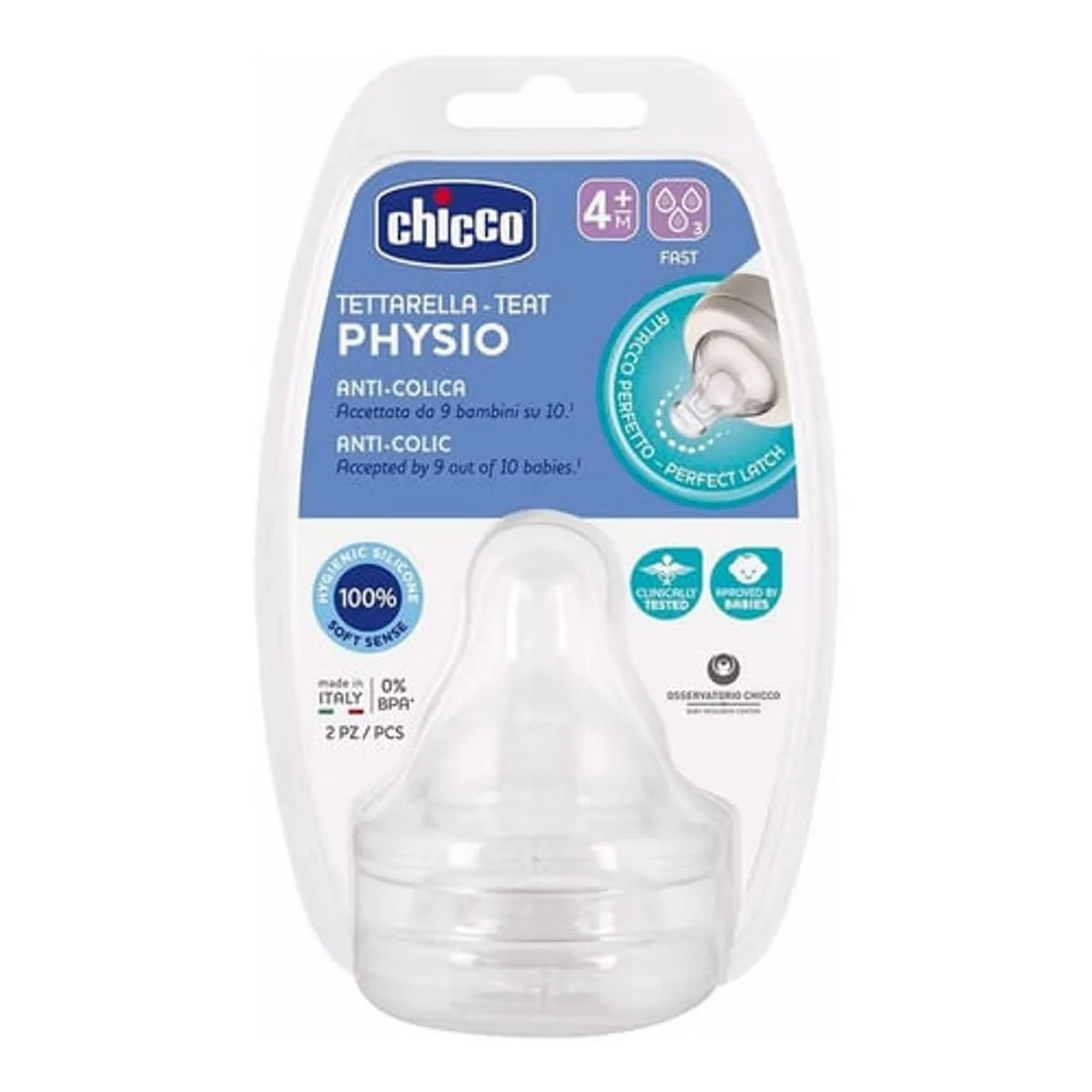 Bico de Mamadeira Perfect 5 Fl Rápido (4M+) Chico 2 unidades
