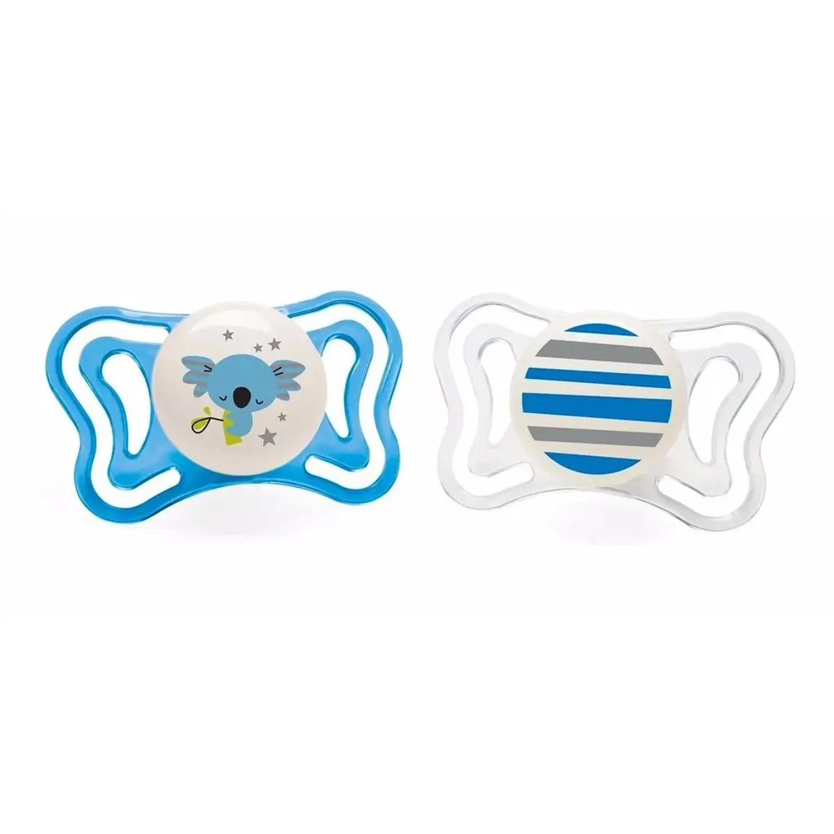 Chupeta de Silicone Physio Light Lumi 6 a 16 meses 2 Unidades Chicco Branco e Azul