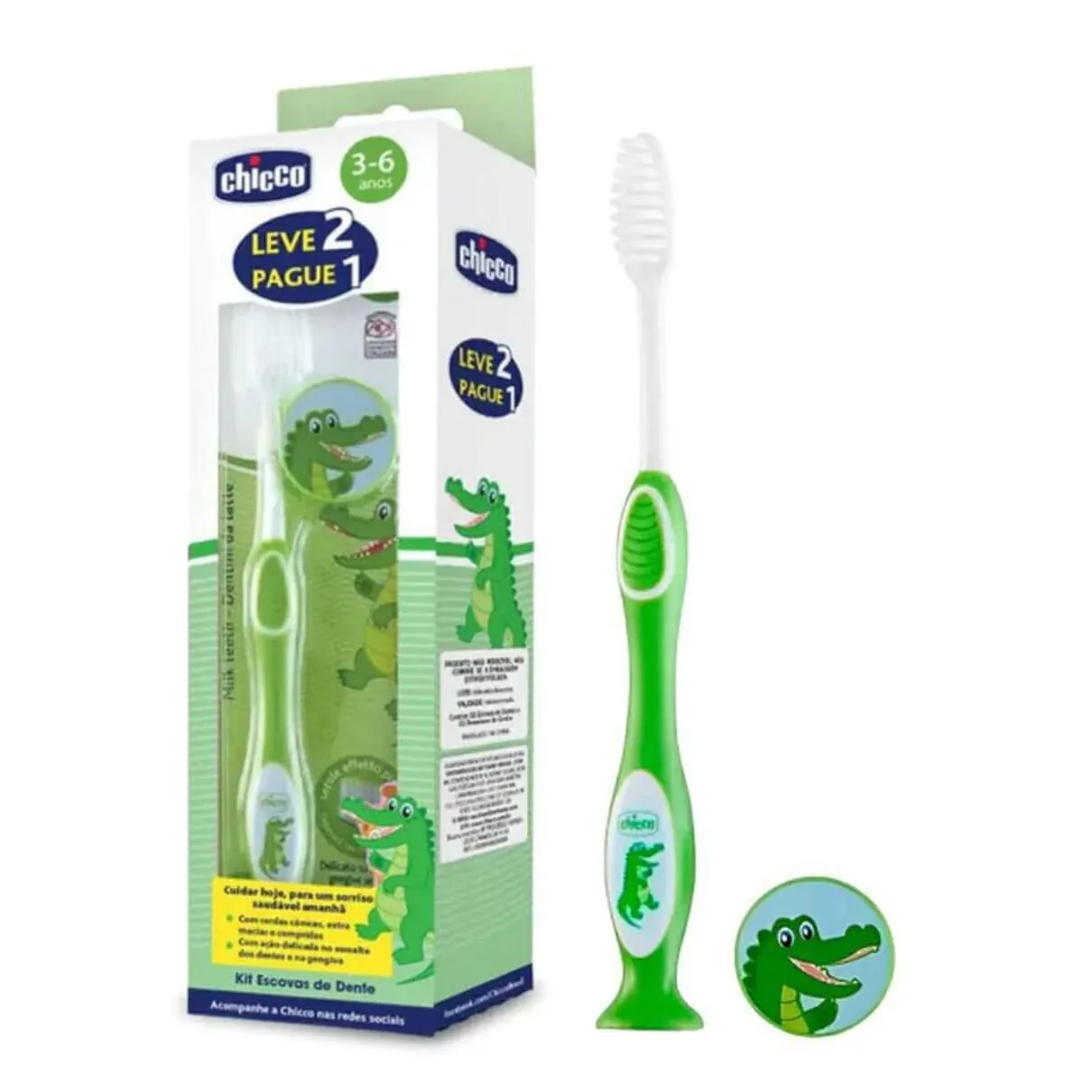 Pack 2 Escovas de Dentes 3 a 6 Anos Verde - Chicco