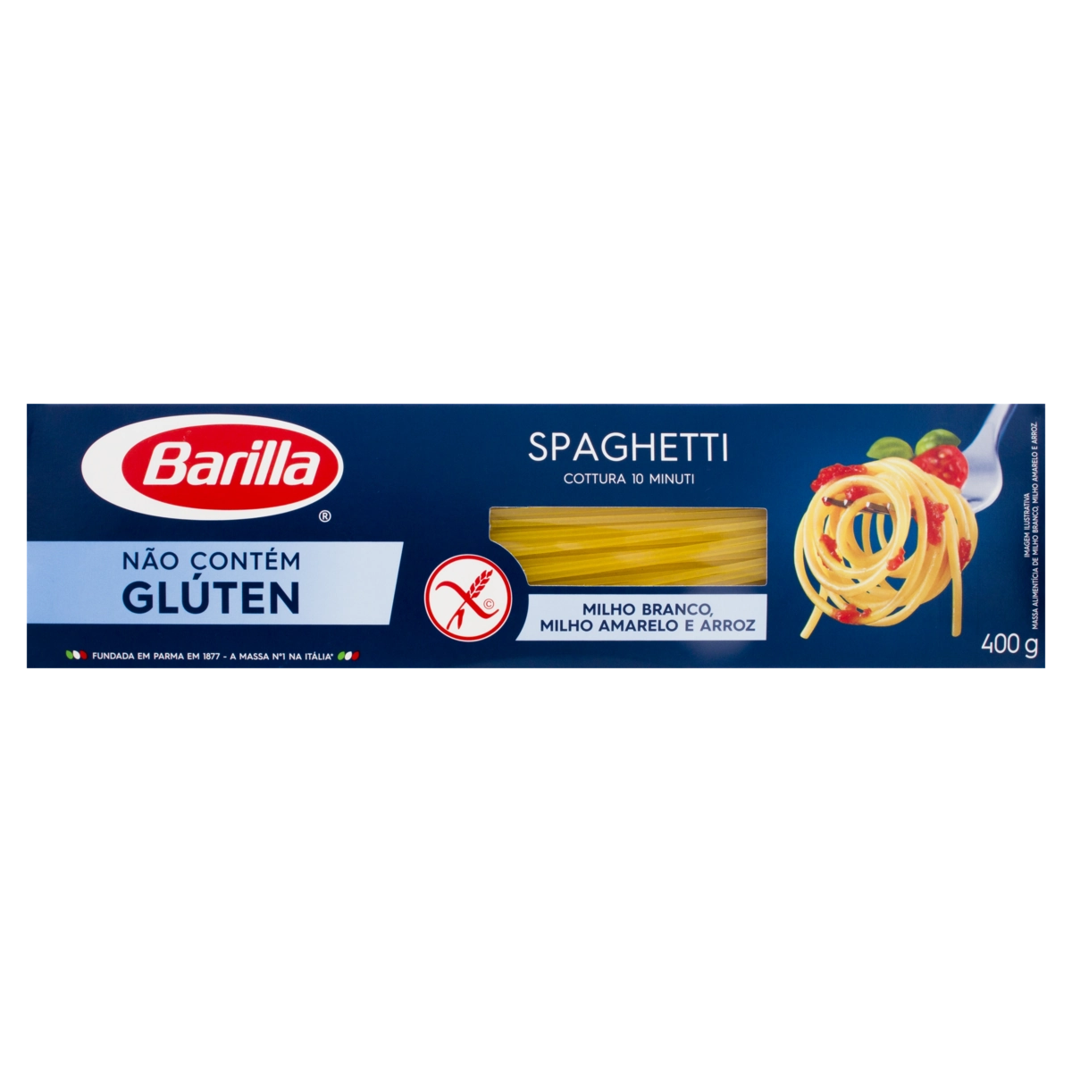 Macarrão De Milho Branco, Amarelo E Arroz Spaghetti Sem Glúten Barilla Caixa 400g