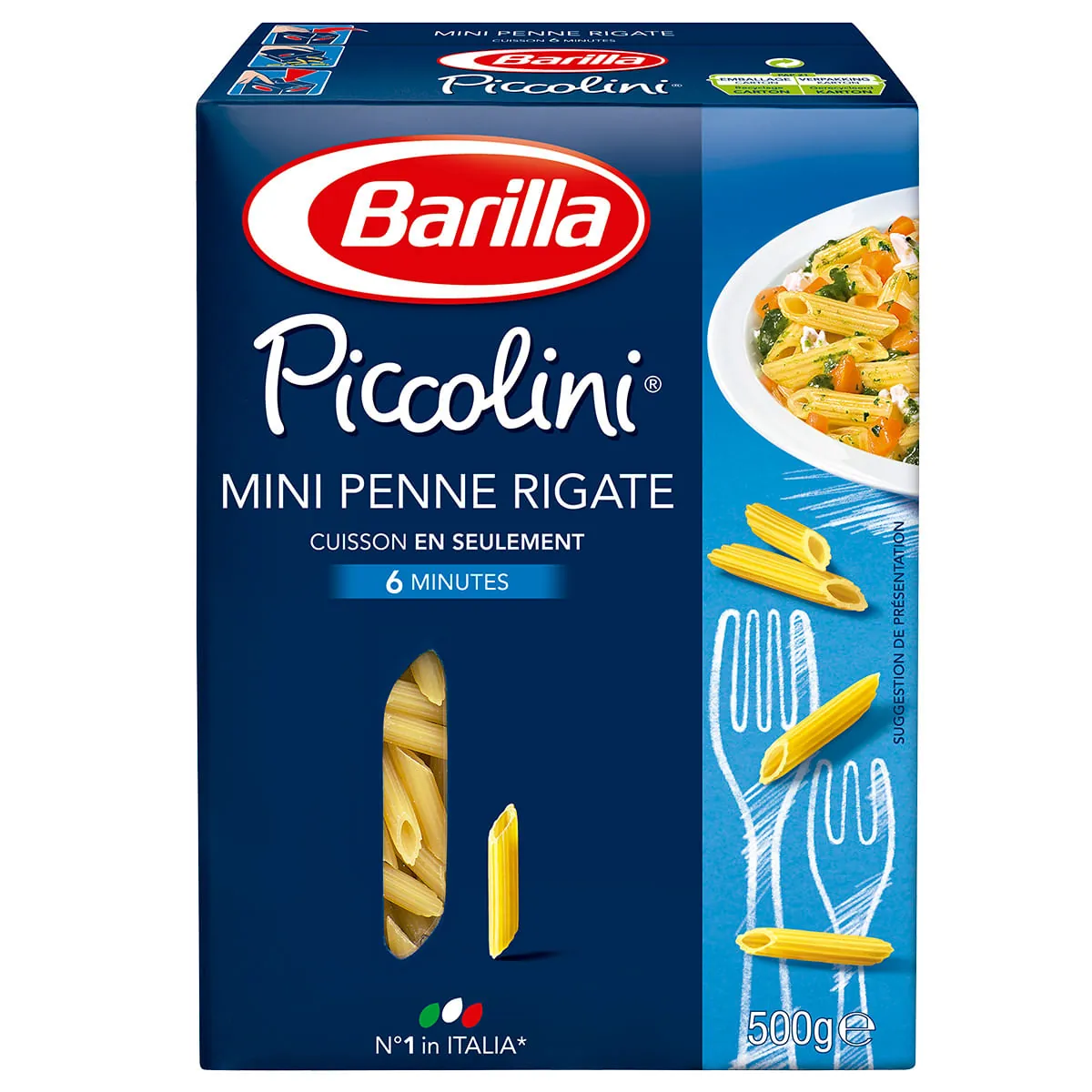 Macarrão Grano Duro Mini Penne Rigate Barilla Piccolini Caixa 500g
