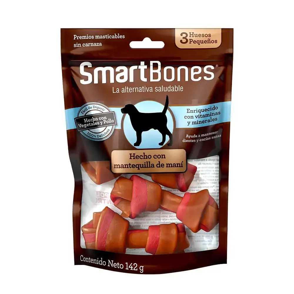 Petisco Osso Sabor Manteiga De Amendoim Tamanho P Smartbones 3un