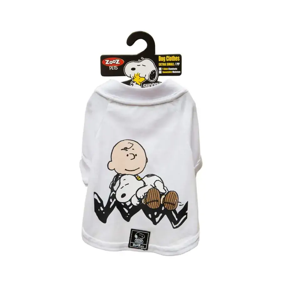 Camiseta Charlie Snoopy Sleeping Branca Tamanho Pp Zooz Pets Un