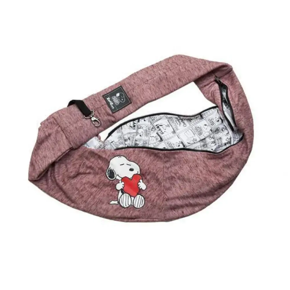 Bolsa De Passeio Snoopy Heart Hug Cor Vinho Para Cães De Porte Pequeno