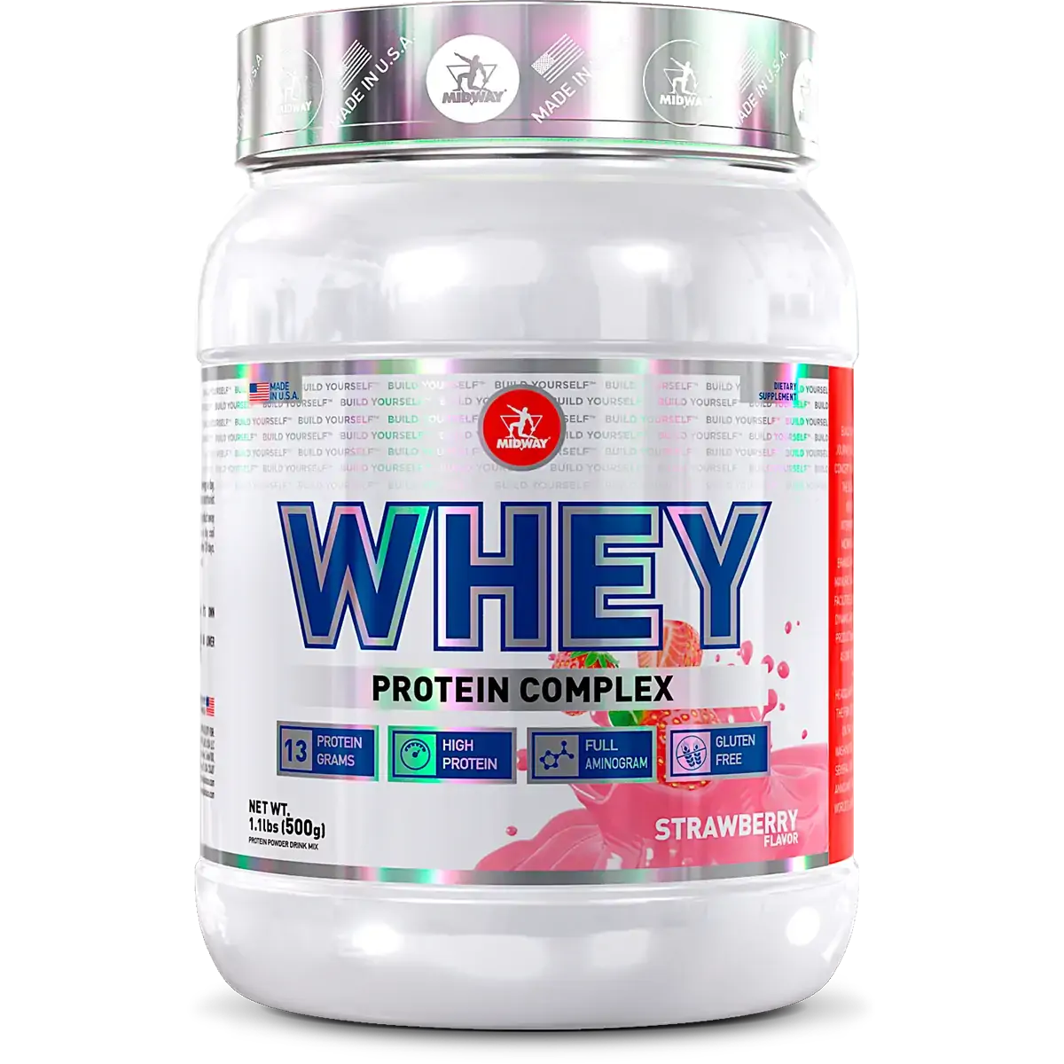 Whey Morango Midway Made In Usa Pote 500g