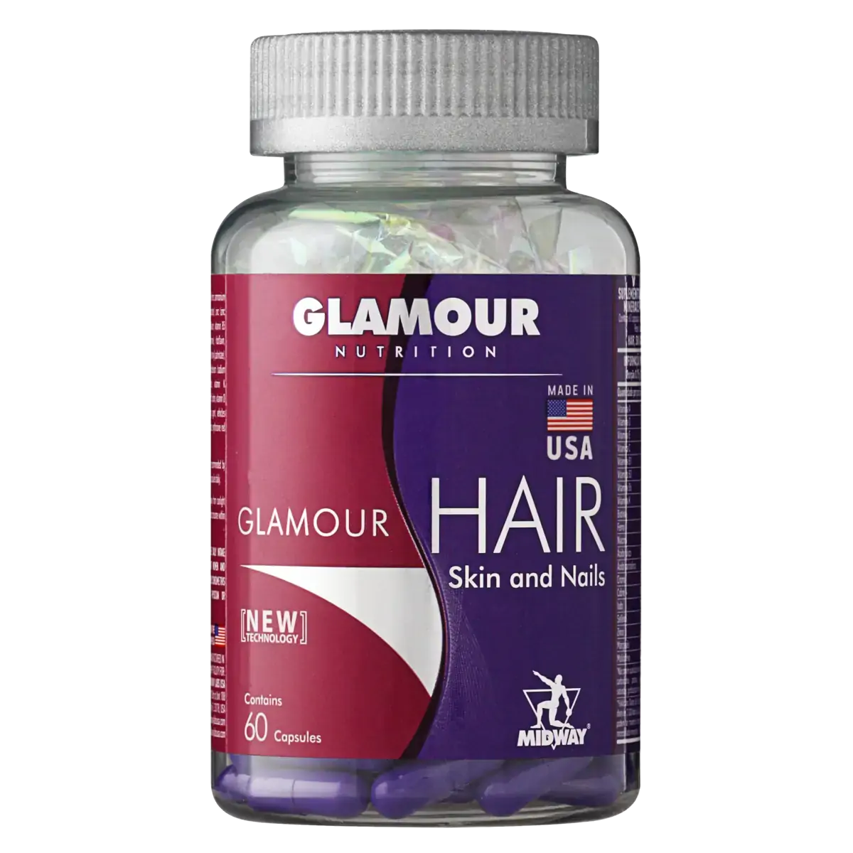 Complexo Vitamínico Midway Glamour Hair Nutrition Frasco 25g 60 Cápsulas