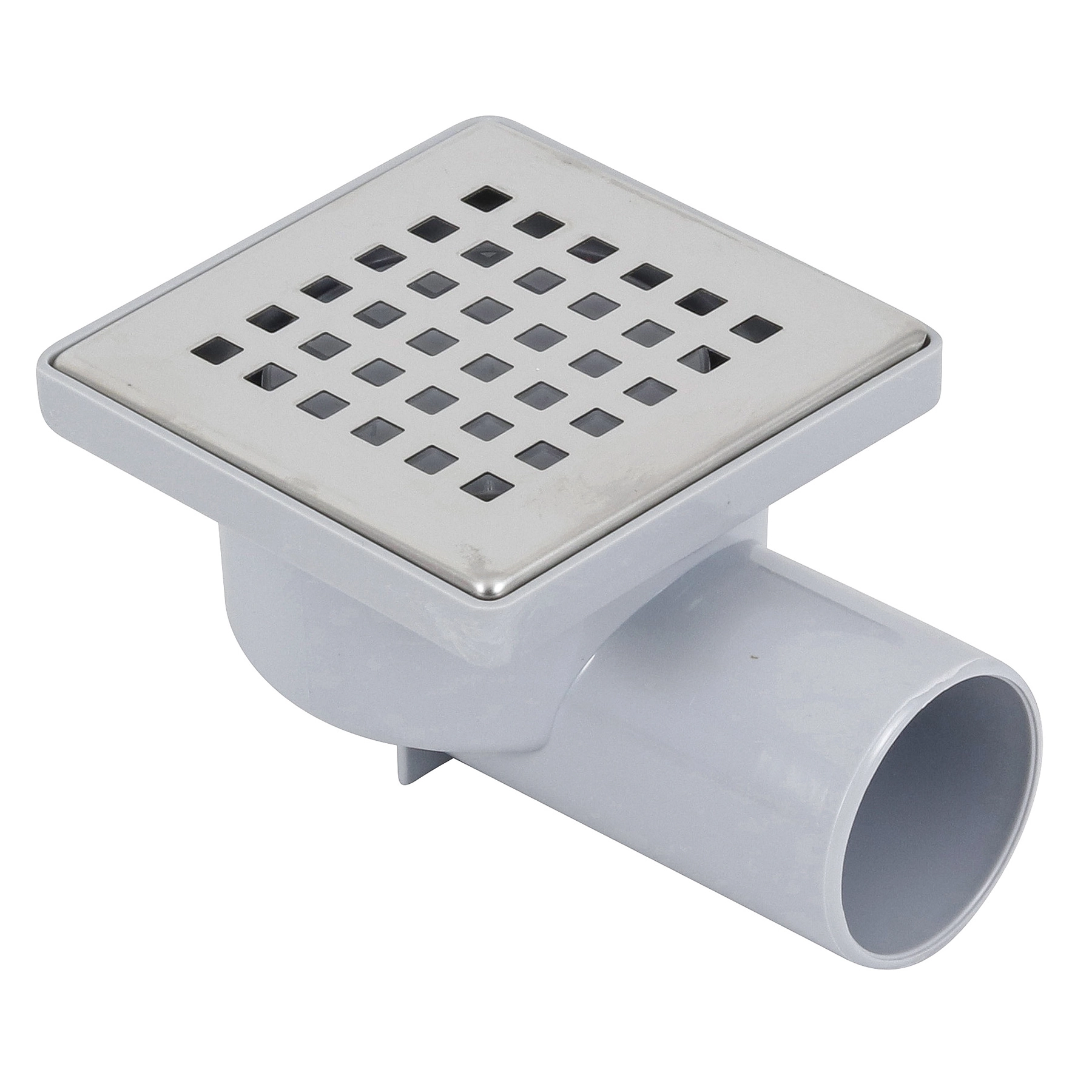 Ralo Sifonado Simples de Banheiro 10x10cm Aço Inox 304 Cromado Quadrado Odem