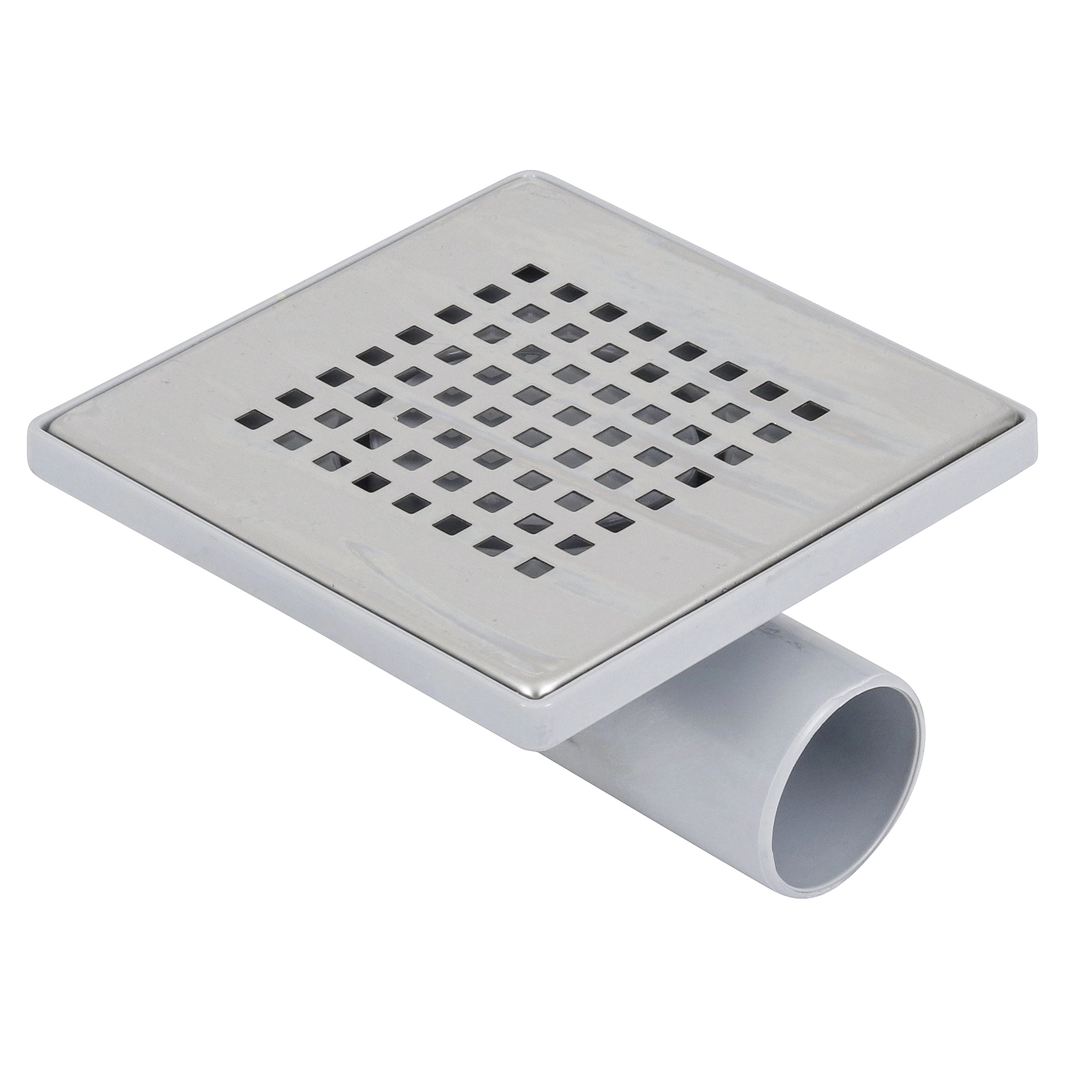 Ralo Sifonado Simples de Banheiro 15x15cm Aço Inox 304 Cromado Quadrado Odem