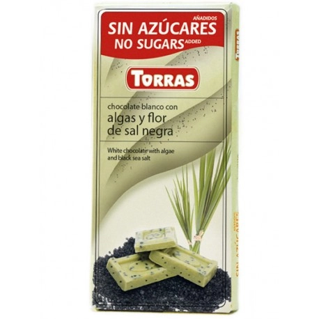 Choc Branco C/algas E Sal Negro S/acucar Torras 75g