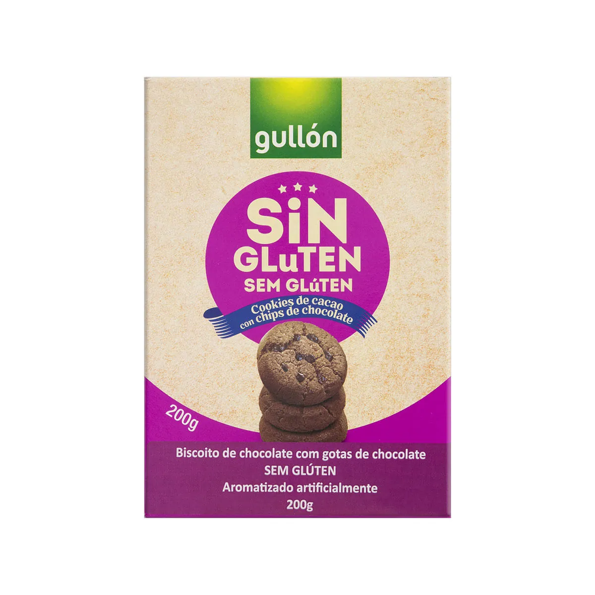 Biscoito Cookie Chocolate Com Gotas De Chocolate Sem Glúten Gullón Caixa 200g