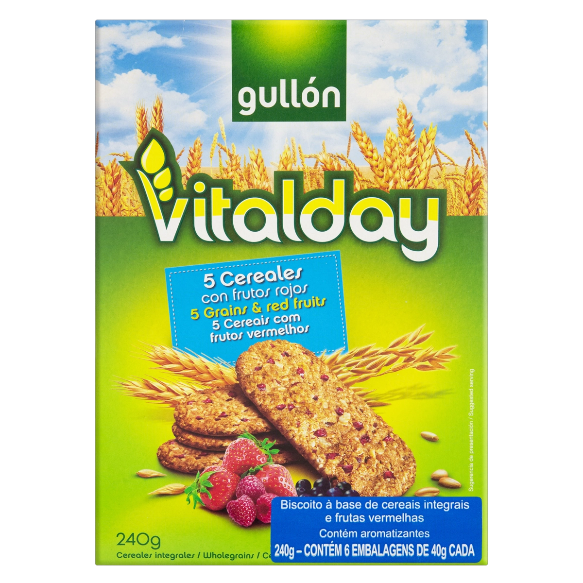 Biscoito Cereais Integrais E Frutas Vermelhas Gullón Vitalday Caixa 240g