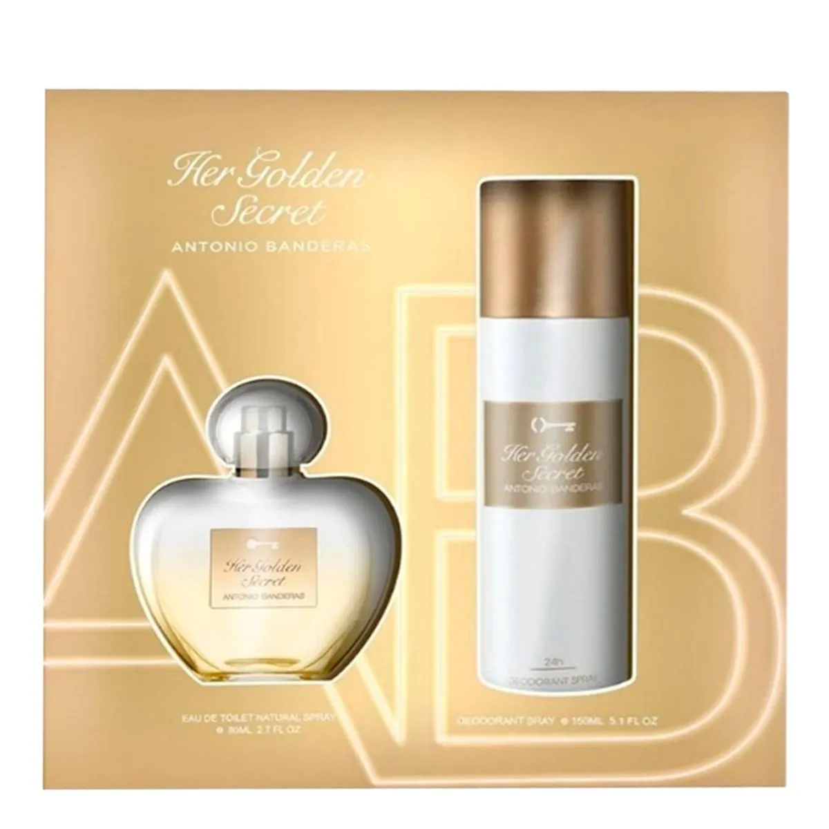 Kit Perfume Antonio Banderas Her Golden Secret 80ml + Desodorante 150ml