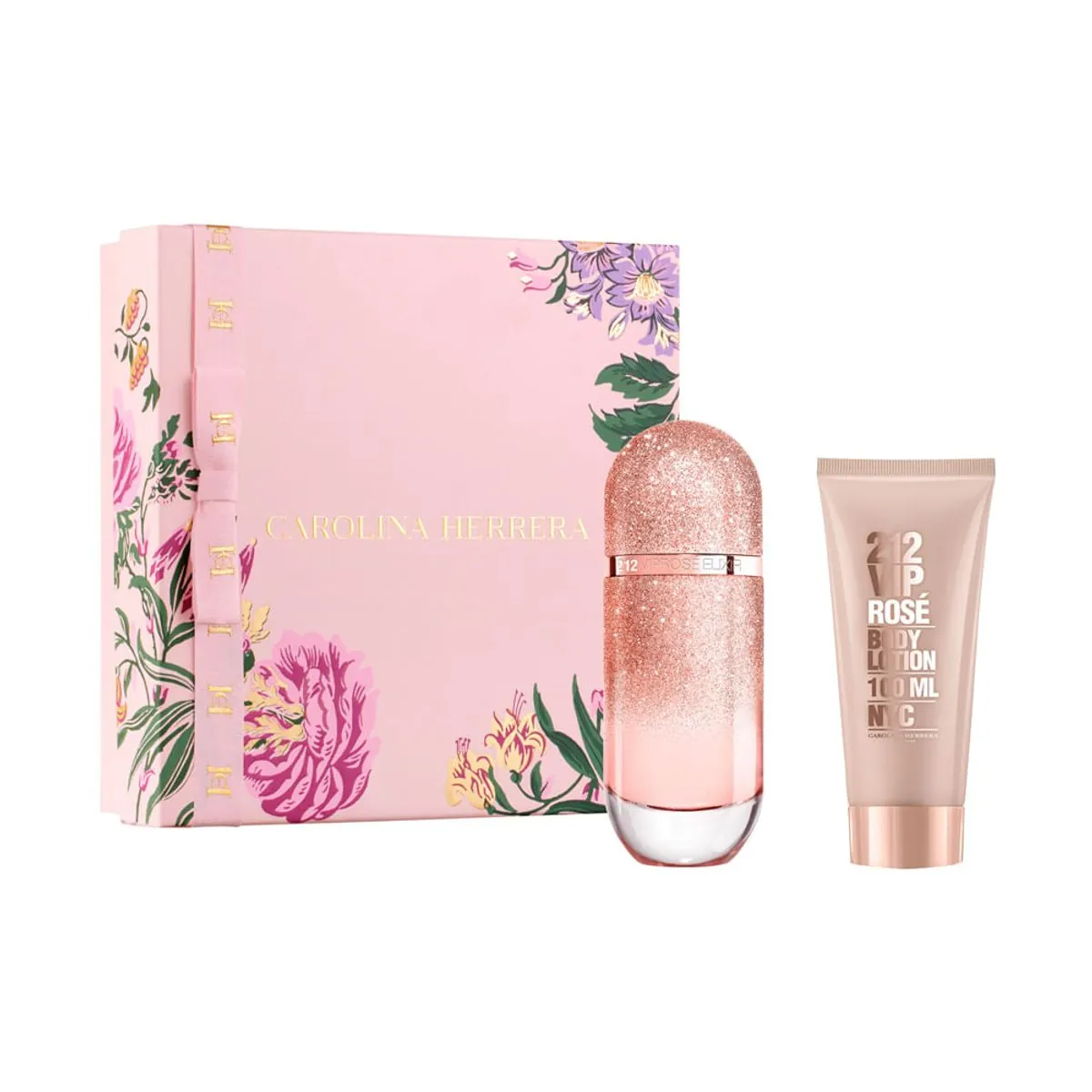 Kit Perfume Carolina Herrera 212 Vip Rosé Elixir Feminino Eau de Parfum 80 ml + Loção Corporal 100 m