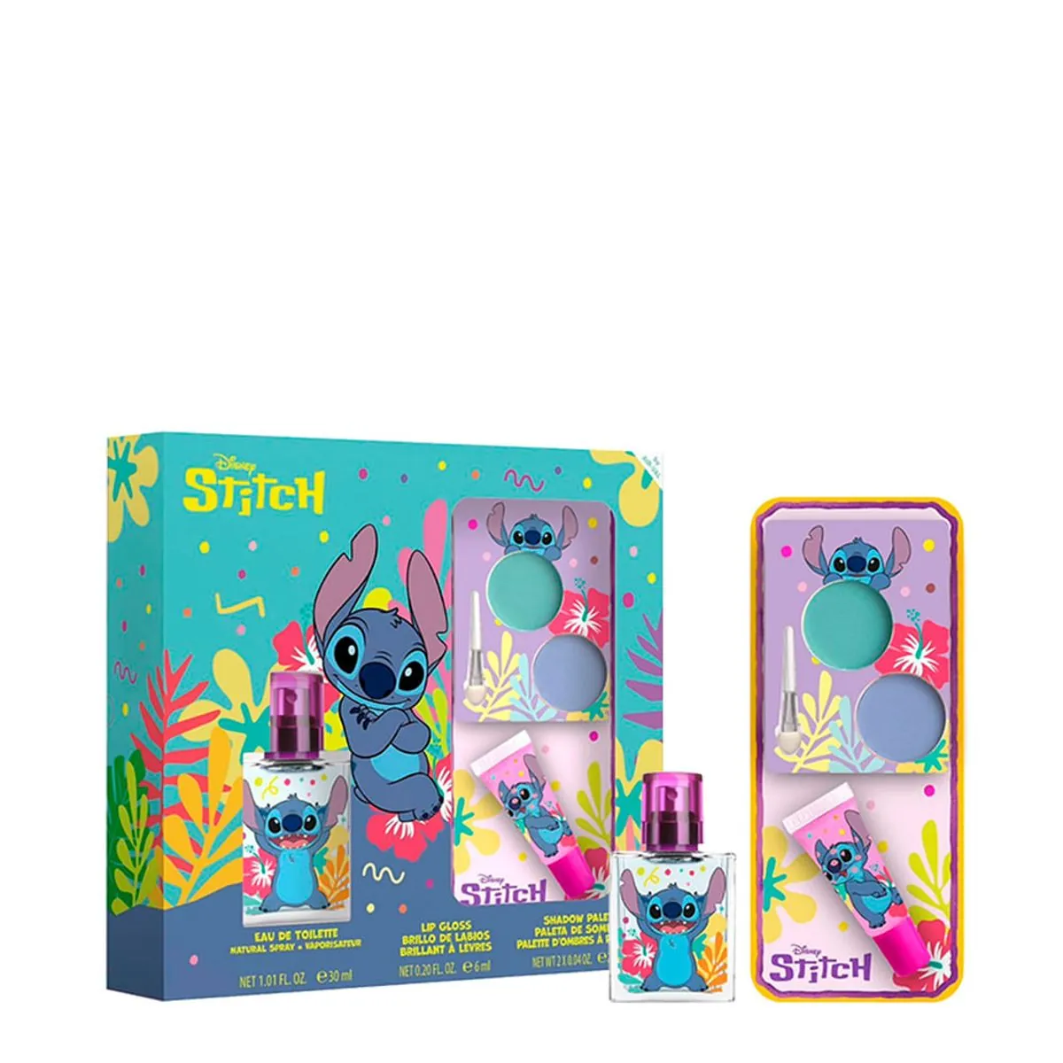 Kit Disney Stitch Feminino - EDT 30ml + Lip Gloss 6ml + Paleta de Sombras