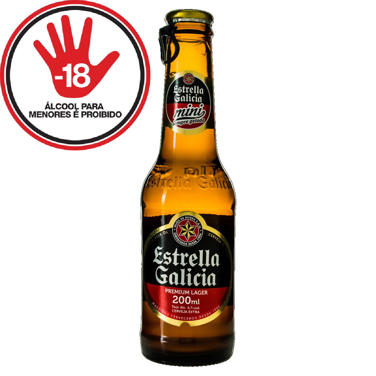 Cerveja Lager Premium Estrella Galicia Garrafa 200ml