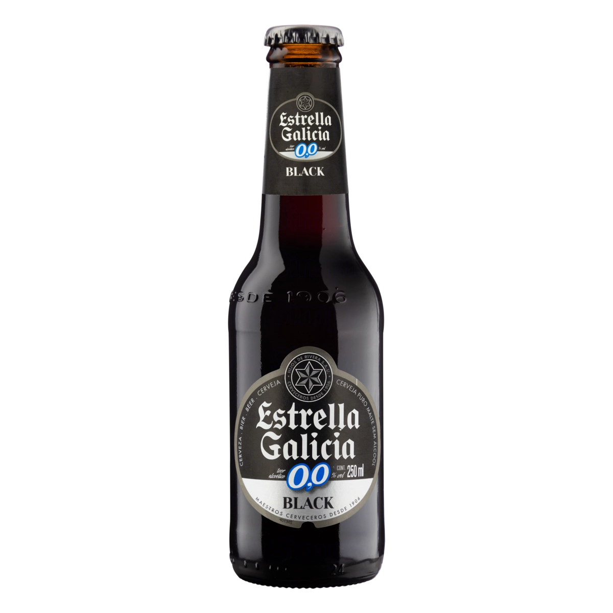 Cerveja Black Puro Malte Zero álcool Estrella Galicia Garrafa 250ml