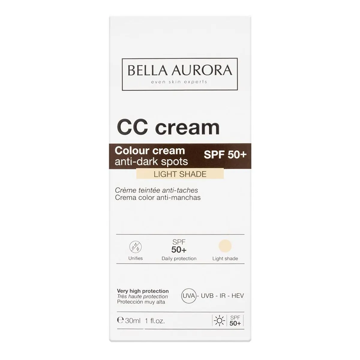 Cc Cream Antimanchas Claro Fps 50 Bella Aurora Caixa 30ml