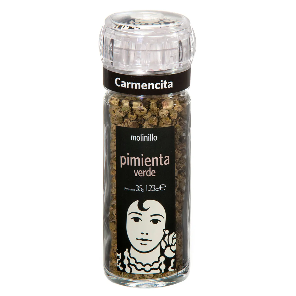 Pimenta Verde Grãos Com Moedor Carmencita Vidro 30g