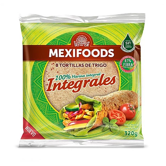 Tortilhas De Trigo Espanholas Mexifoods Integrais Embalagem 320g