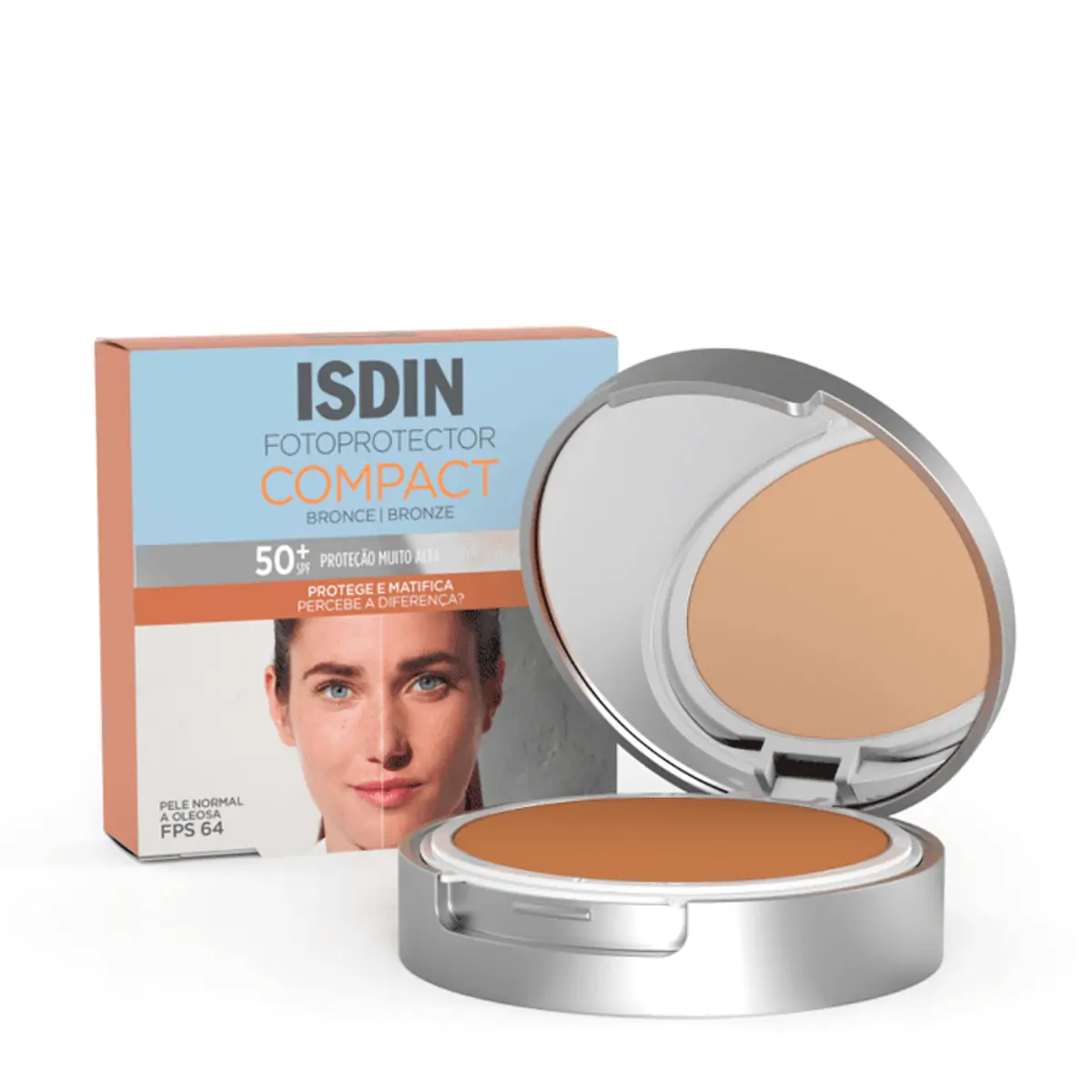 Protetor Solar Facial Compacto Com Cor Bronze Fps 64 Fotoprotector Isdin Caixa 10g