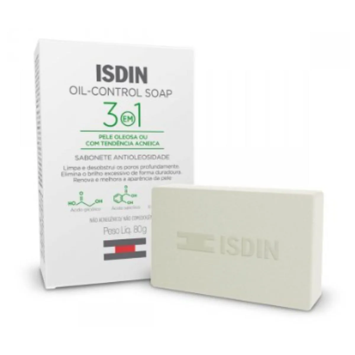 Sabonete Facial em Barra Isdin Oil Control 3 em 1 Pele Oleosa a Acneica com 80 g